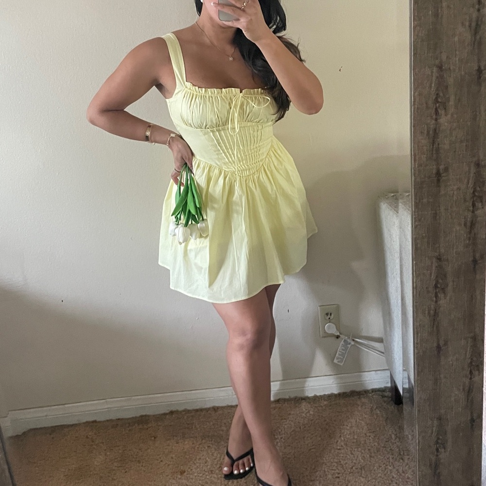 Corset Light Yellow mini Sundress